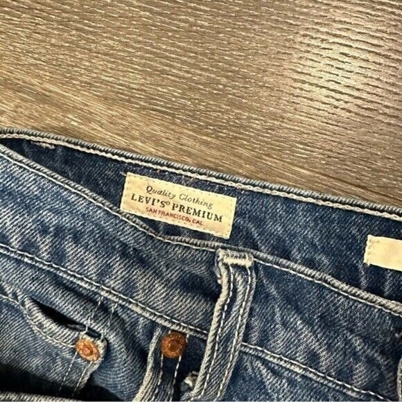 Levi's Premium Wedgie Straight High Rise Exposed Button Fly Jeans Sz 26 - Picture 10 of 14